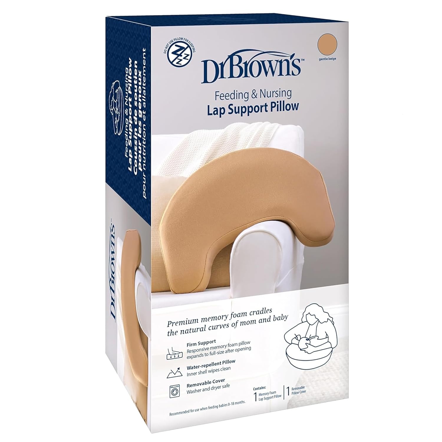 image:imageDr Browns Feeding Support Pillow with Cover Gentle Biege amp Breastfeeding Nipple Shields 24mm amp Disposable Breast Pads 60pk