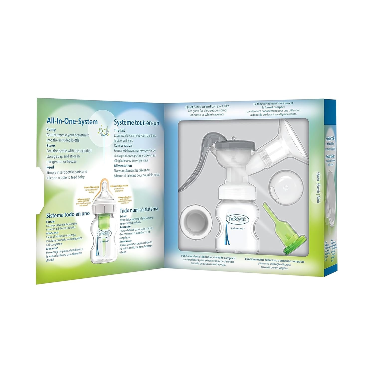 image:imageDr Browns Feeding Support Pillow with Cover Gentle Biege amp Manual Breast Pump amp Breast Milk Storage Bags 100 ct 6 oz Bags BPA free