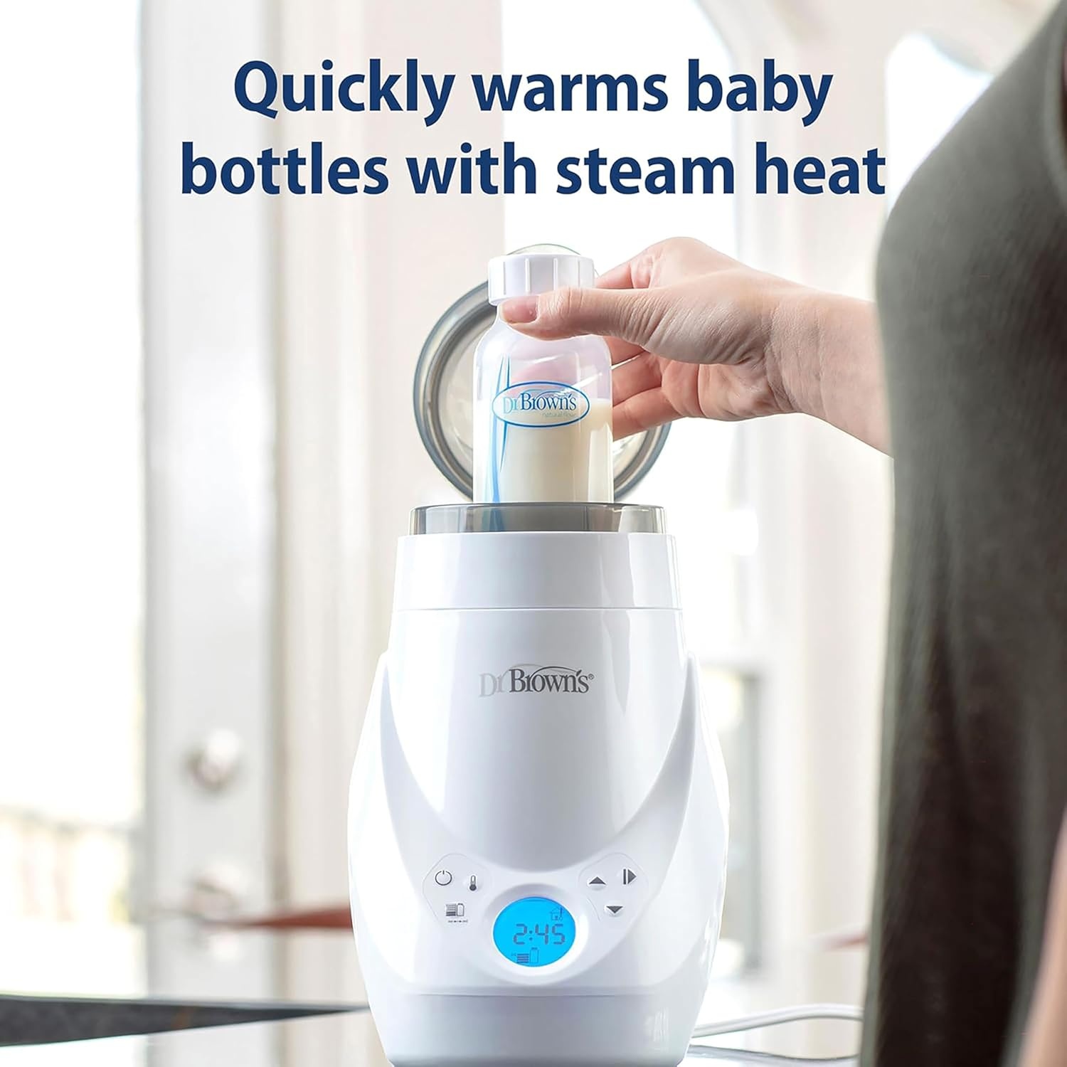 image:imageDr Browns Feeding Support Pillow with Cover Light Gray amp Deluxe Baby Bottle Warmer amp Natural Flow AntiColic Options Narrow Baby Bottle 4 oz120 mL 0m 4 Pack