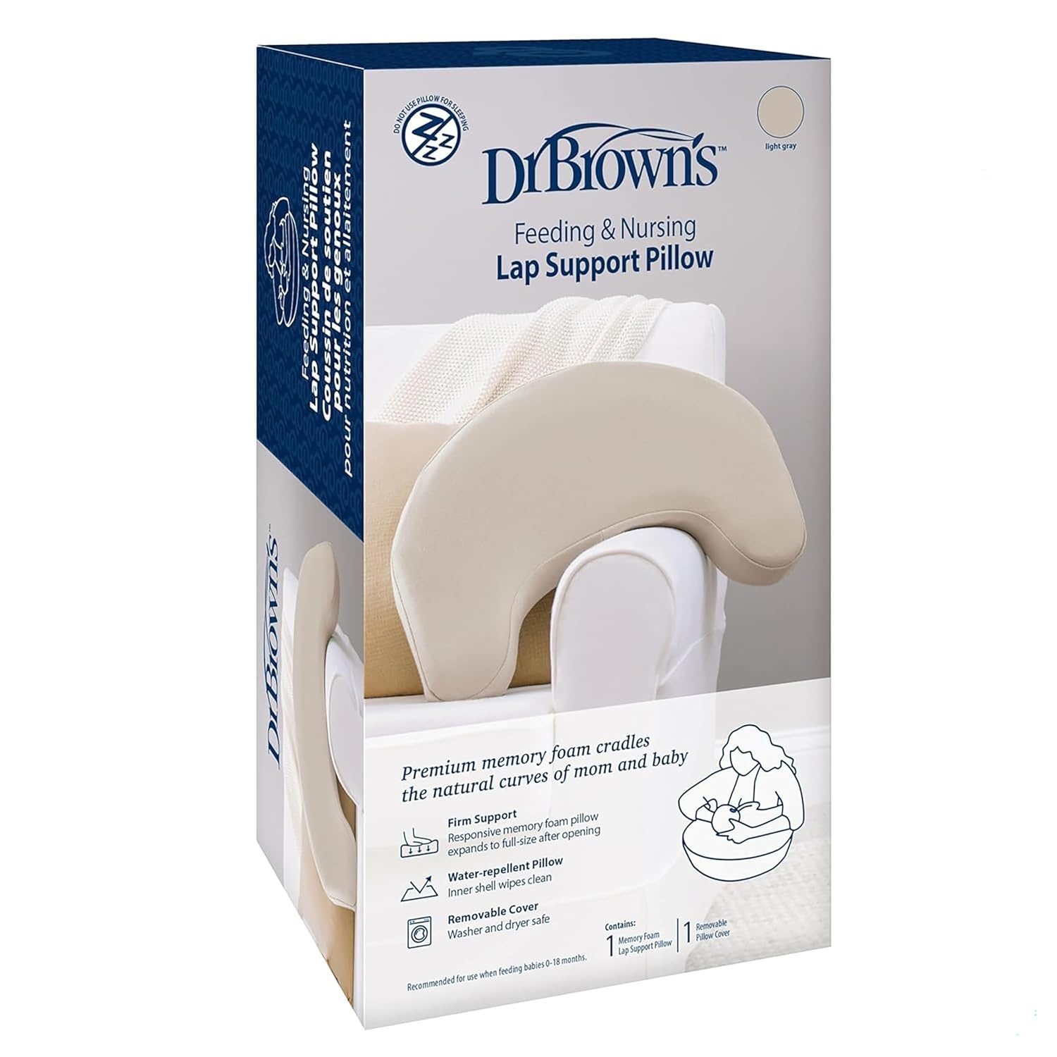 image:imageDr Browns Feeding Support Pillow with Cover Light Gray amp Natural Flow AntiColic Options Narrow Baby Bottle 8 oz250 mL 0m 4 Pack