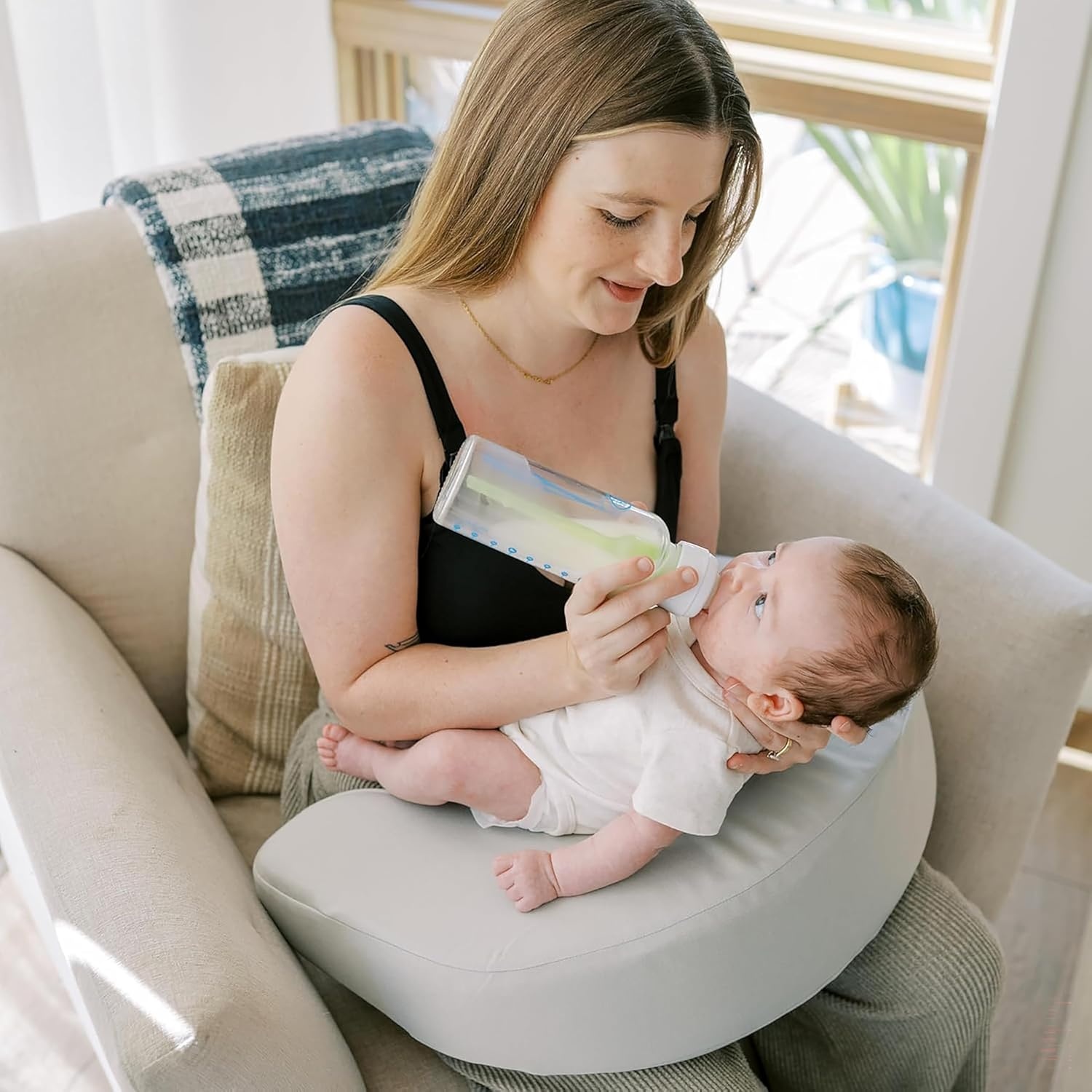 image:imageDr Browns Feeding Support Pillow with Cover Light Gray amp Natural Flow AntiColic Options Narrow Baby Bottle 8 oz250 mL 0m 4 Pack