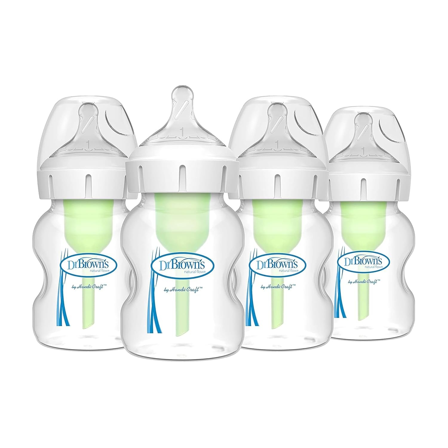 image:imageDr Browns Feeding Support Pillow with Cover Storm Green amp Baby Formula Dispenser Gray amp Natural Flow AntiColic Options WideNeck Baby Bottles 5 oz150 mL 4 Pack 0m
