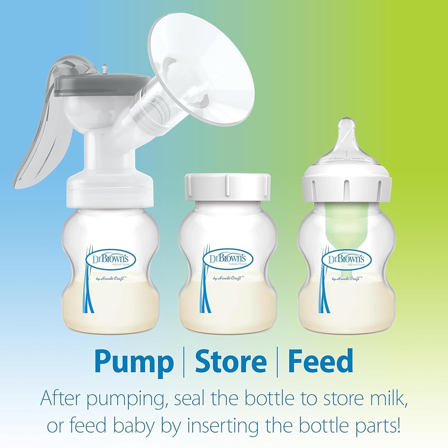 image:imageDr Browns Feeding Support Pillow with Cover Storm Green amp Manual Breast Pump amp Breast Milk Storage Bags 100 ct 6 oz Bags BPA free