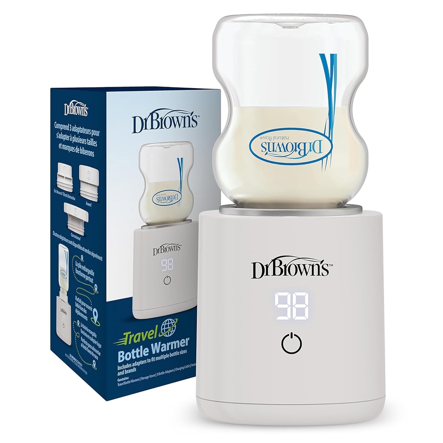 image:imageDr Browns Feeding Support Pillow with Cover Storm Green amp Travel Baby Bottle Warmer amp Baby Formula Dispenser Gray