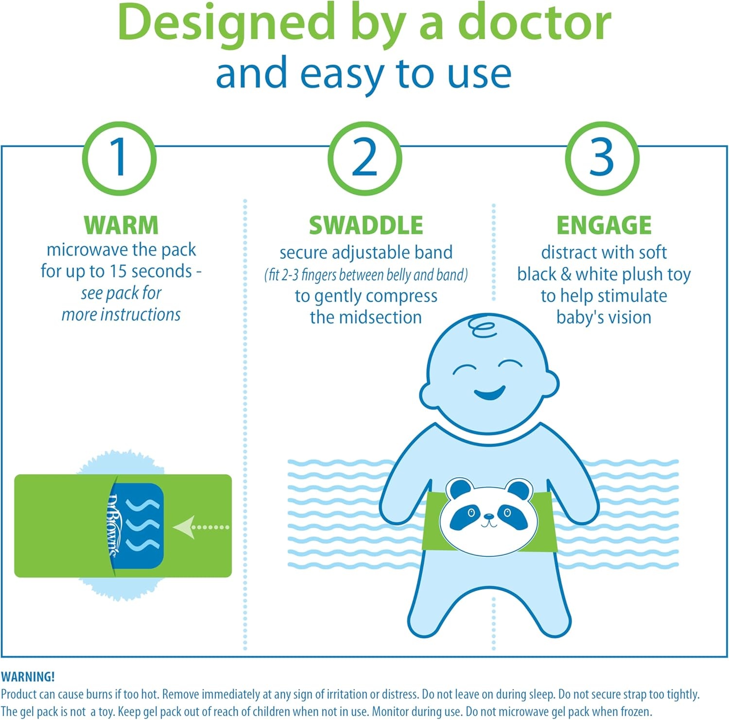 image:imageDr Browns Gripebelt Heated Belly Band Soothe Babys Tummy with Gentle Warmth and Compression Monster 3m BluePanda