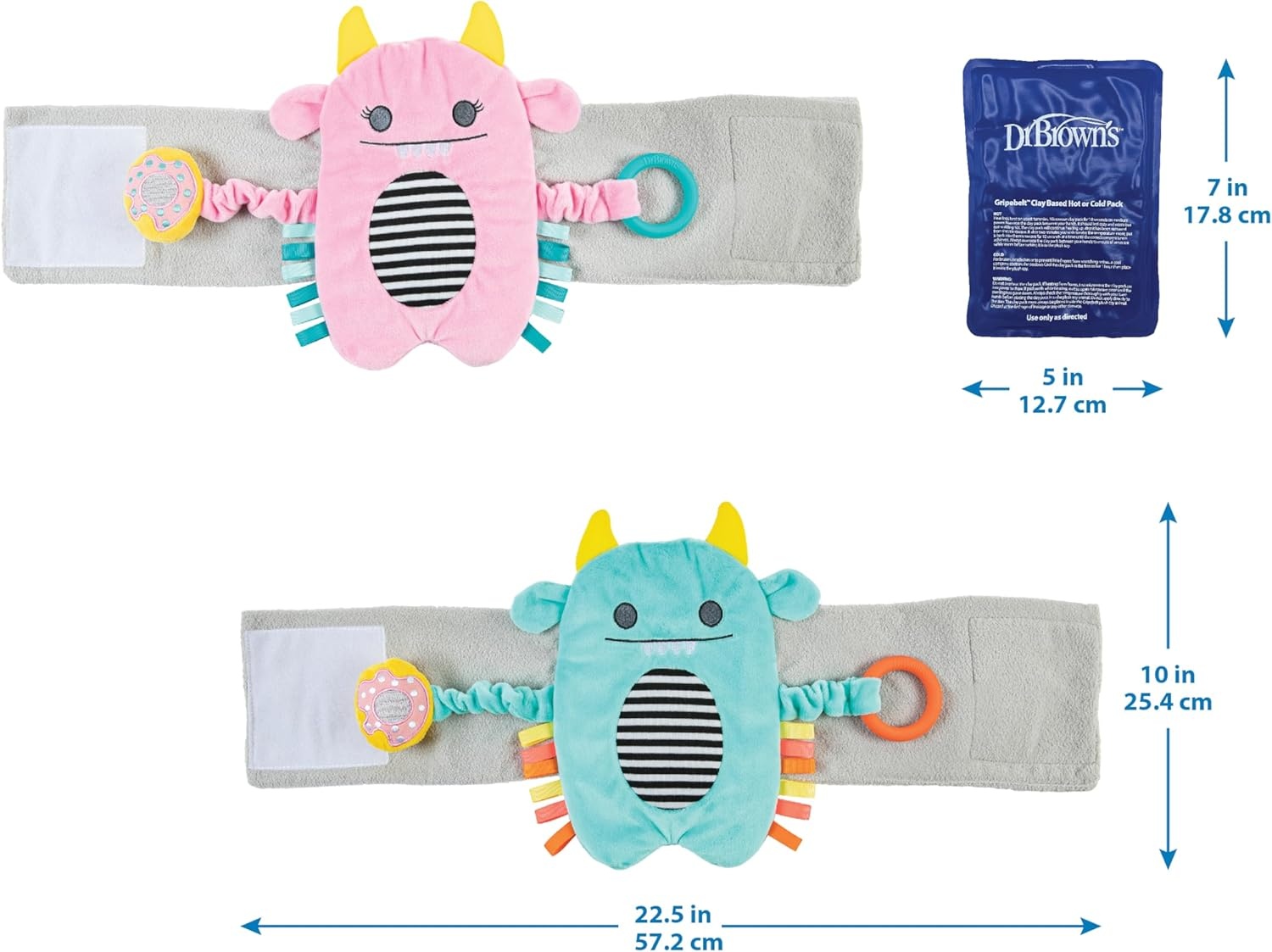 image:imageDr Browns Gripebelt Heated Belly Band Soothe Babys Tummy with Gentle Warmth and Compression Monster 3m BluePink Monster