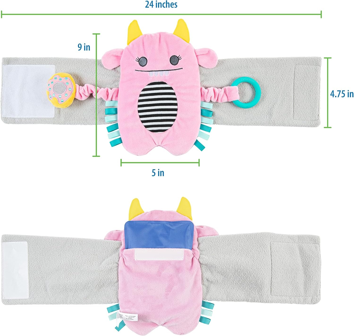 image:imageDr Browns Gripebelt Heated Belly Band Soothe Babys Tummy with Gentle Warmth and Compression Monster 3m BluePink Monster