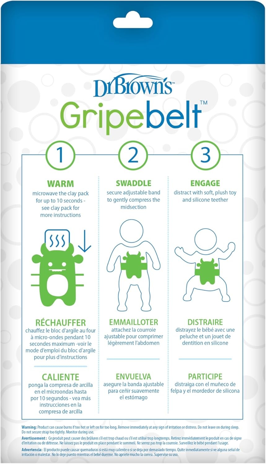 image:imageDr Browns Gripebelt Heated Belly Band Soothe Babys Tummy with Gentle Warmth and Compression Monster 3m BluePink Monster