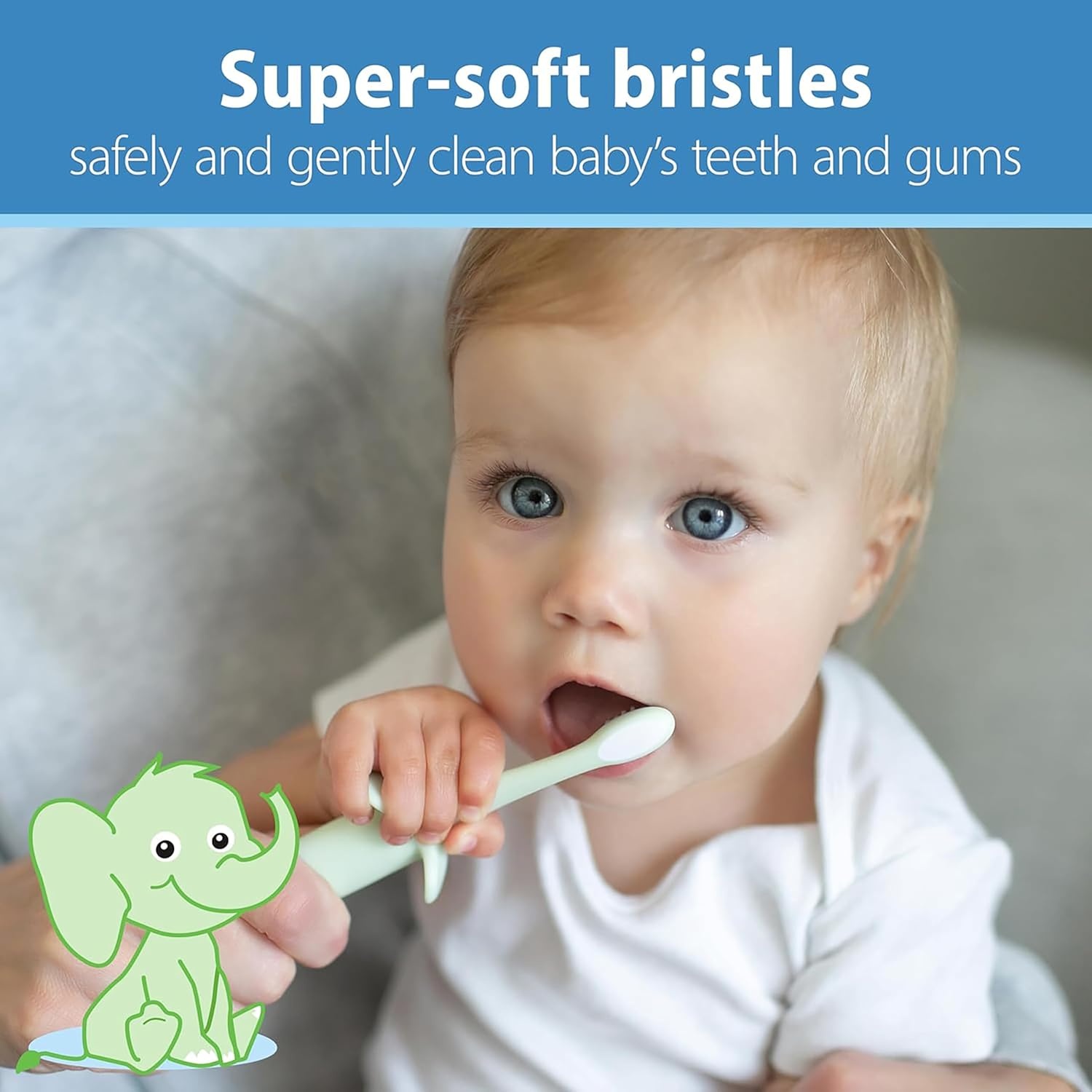 image:imageDr Browns InfanttoToddler Elephant Toothbrush and FluorideFree Strawberry Baby Toothpaste Set with Apple Pear Toothpaste 03 Years