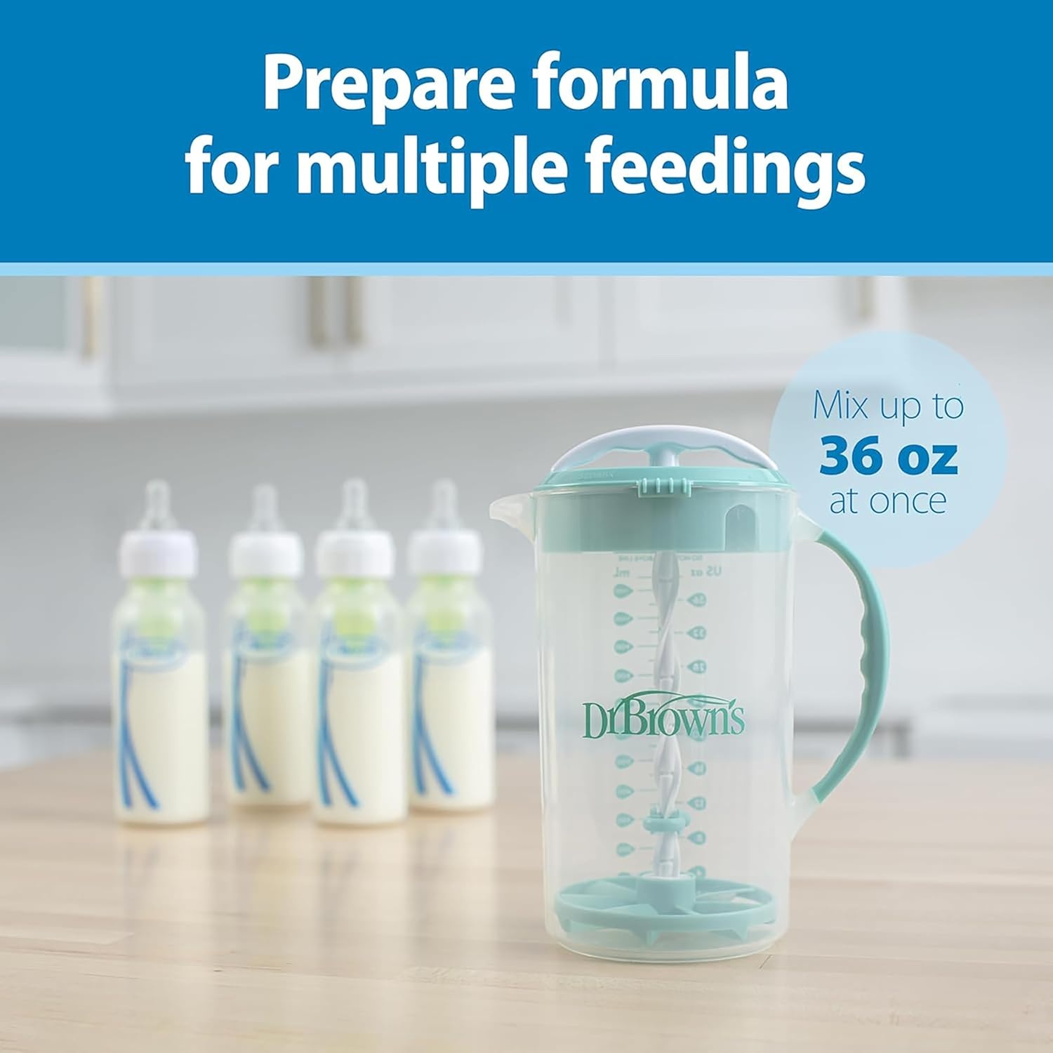 image:imageDr Browns Newborn Registry Hero Bundle Light Gray Nursing Pillow Pacidose Medicine Dispenser Formula Mixing Pitcher MilkSPA amp Bottle Warmer 4Pack AntiColic Bottle 8 oz L1 5Piece Set