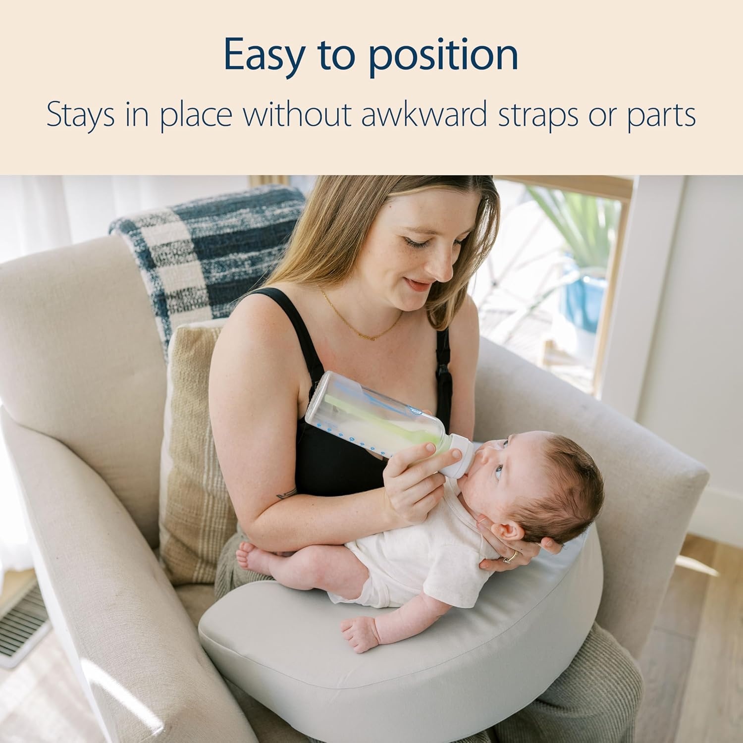 image:imageDr Browns Nursing Pillow with Washable Cover Breastfeeding Lap Support Pillow Premium Memory Foam Firm and Responsive Gentle Beige Gray CoverGentle Beige Lightgray