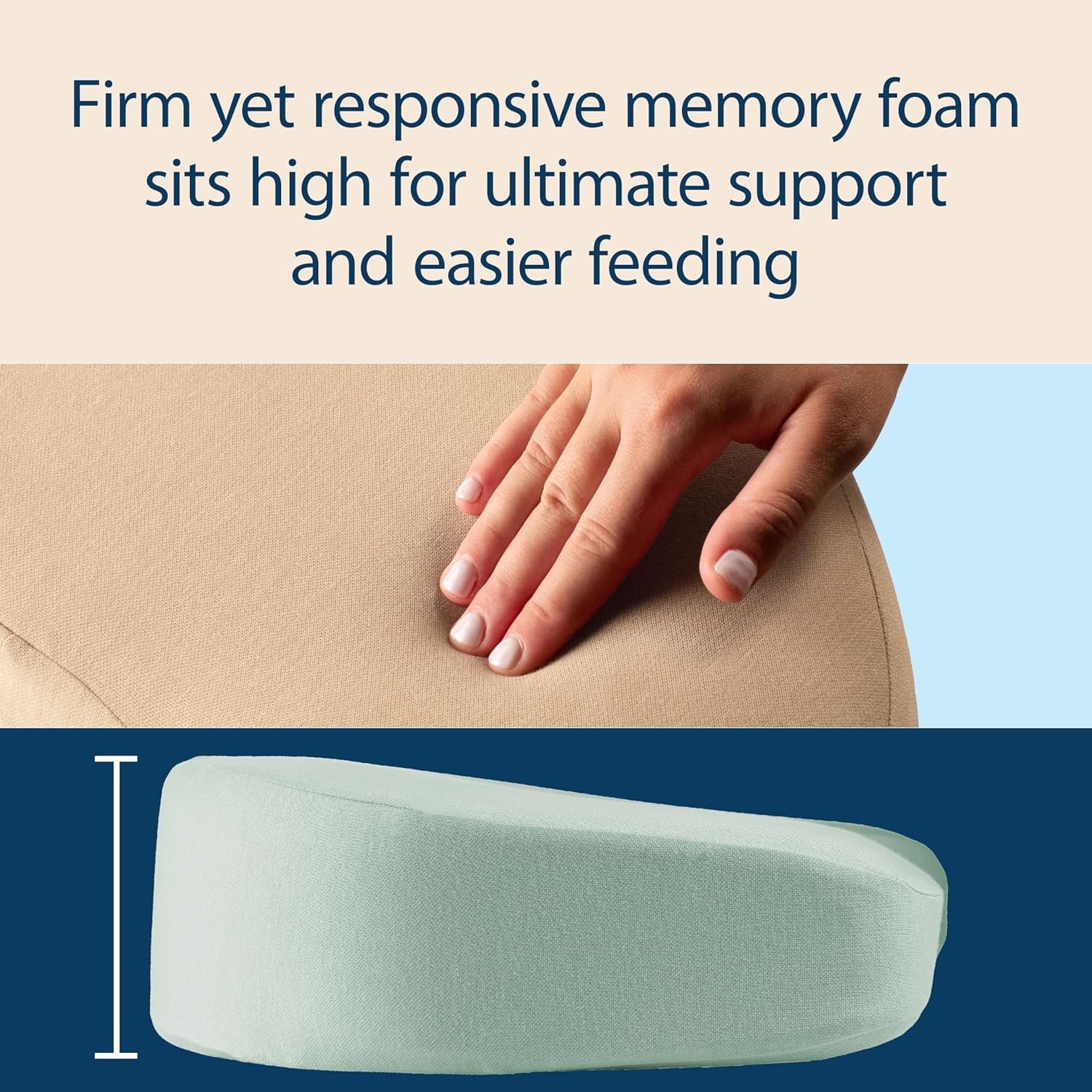 image:imageDr Browns Nursing Pillow with Washable Cover Breastfeeding Lap Support Pillow Premium Memory Foam Firm and Responsive GreenBeige 2PackGentle Beige Lightgray