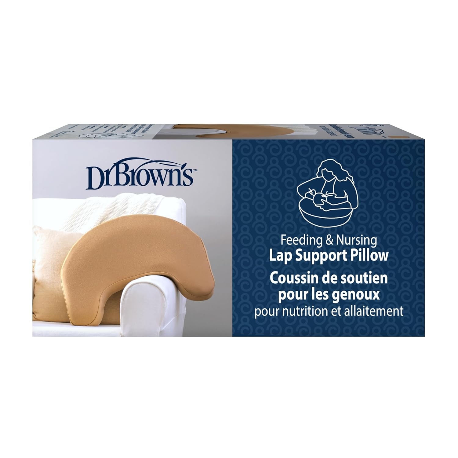 image:imageDr Browns Nursing Pillow with Washable Cover Breastfeeding Lap Support Pillow Premium Memory Foam Firm and Responsive Storm GreenGentle Beige