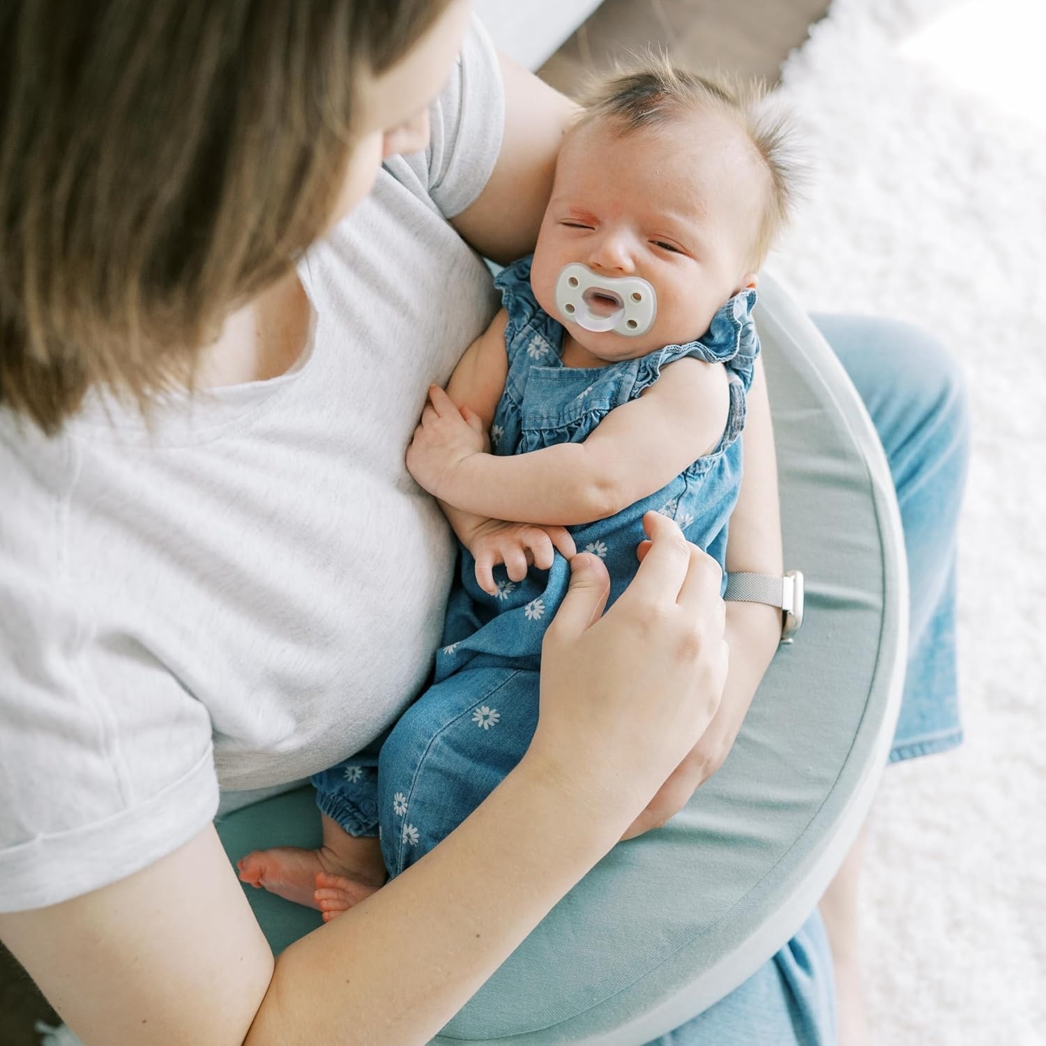 image:imageDr Browns Nursing Pillow with Washable Cover Breastfeeding Lap Support Pillow Premium Memory Foam Firm and Responsive Storm GreenStorm Green