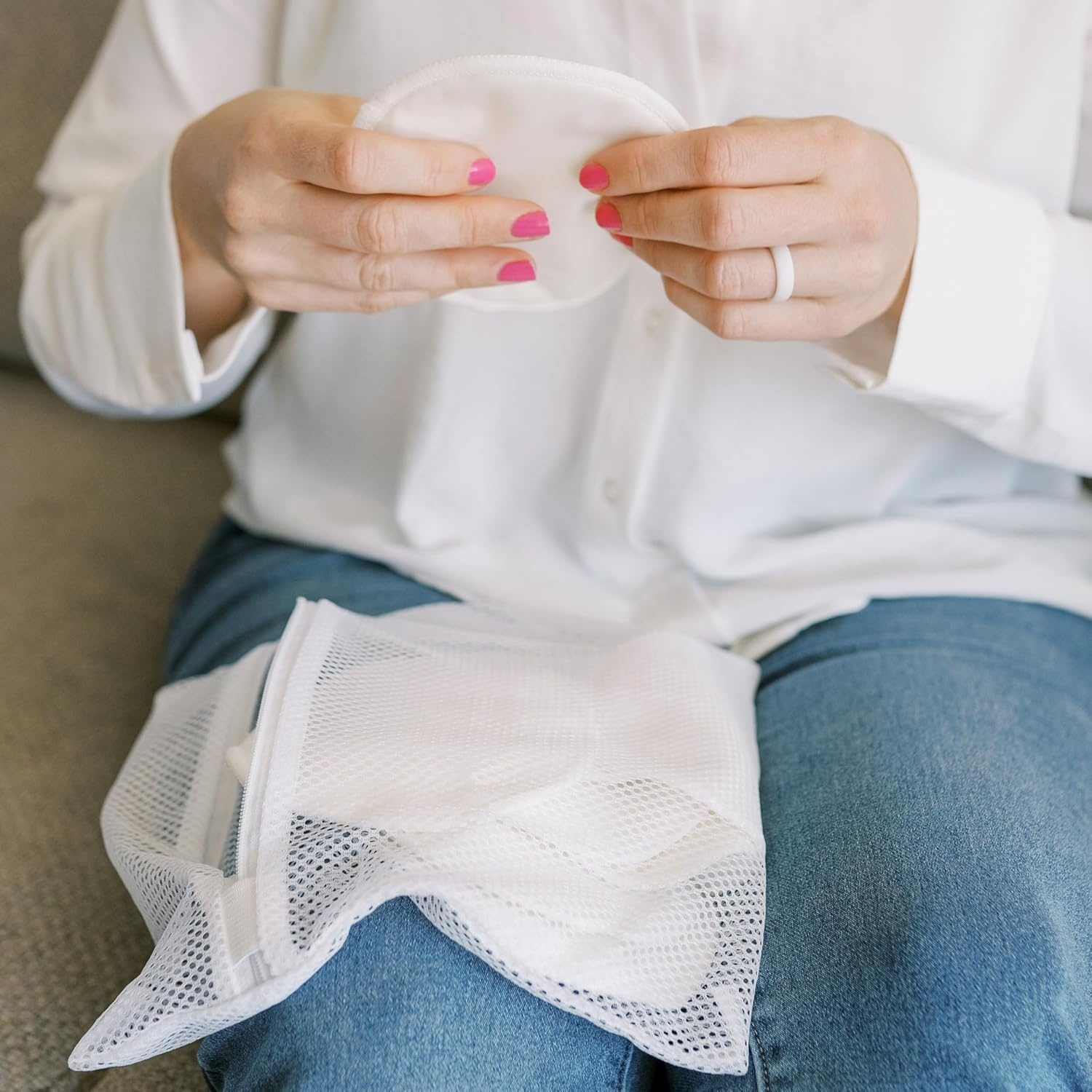 image:imageDr Browns Reusable Breast Pads for Breastfeeding Washable Nursing Pads with Laundry Bag Day amp Night Absorption 8 Count8 Count Universal Fit Pack of 6