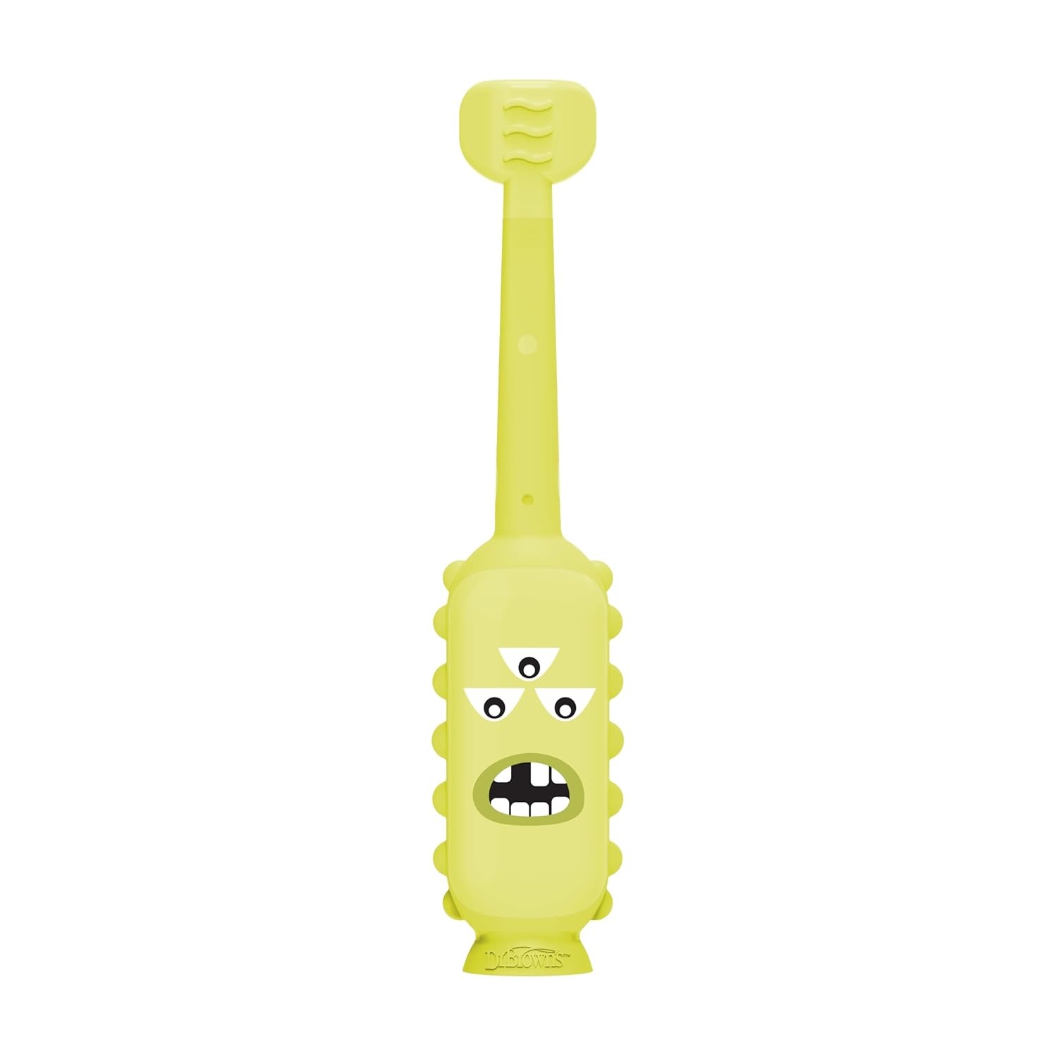 image:imageDr Browns ToothScrubber Toddler Toothbrush TripleSided Training Toothbrush with Suction Cup Base Green Monster Baby Oral Care Ages 14 Years1 Pack Green Monster