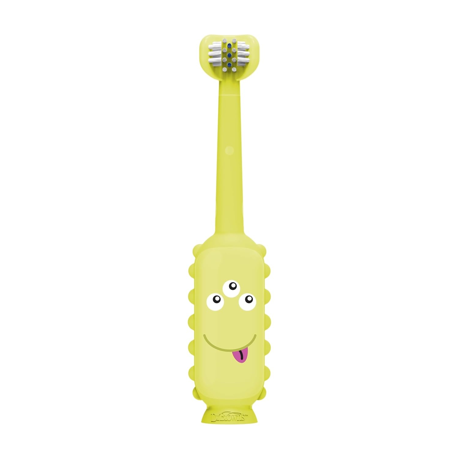 image:imageDr Browns ToothScrubber Toddler Toothbrush TripleSided Training Toothbrush with Suction Cup Base Green Monster Baby Oral Care Ages 14 Years1 Pack Green Monster