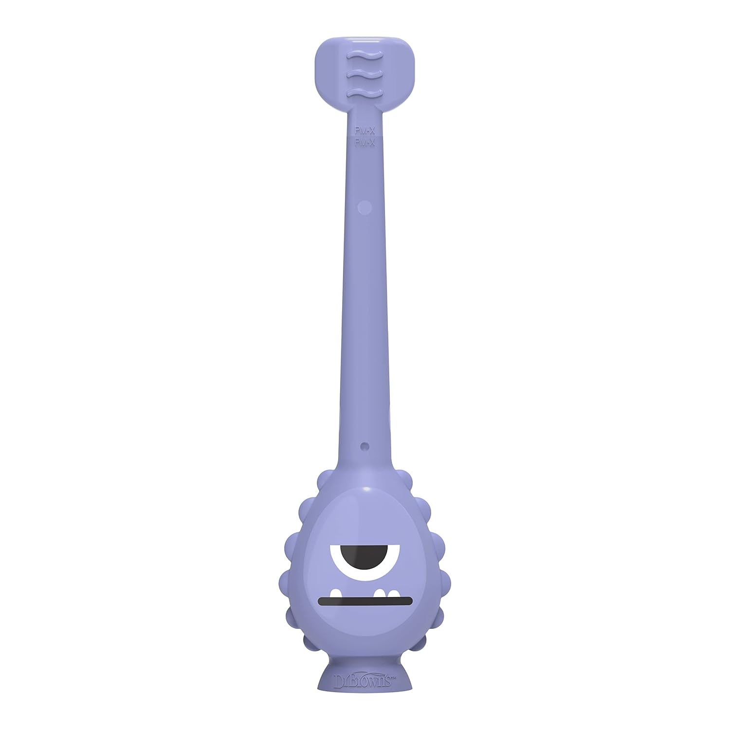 image:imageDr Browns ToothScrubber Toddler Toothbrush TripleSided Training Toothbrush with Suction Cup Base Green Monster Baby Oral Care Ages 14 Years1 Pack Purple Monster