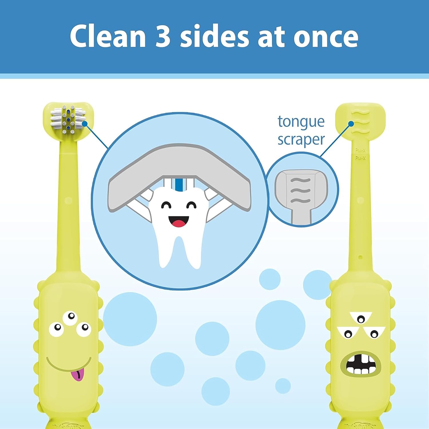 image:imageDr Browns ToothScrubber Toddler Toothbrush amp FluorideFree Baby Toothpaste Bundle TripleSided Training Toothbrush Strawberry Flavor Ages 14 Years