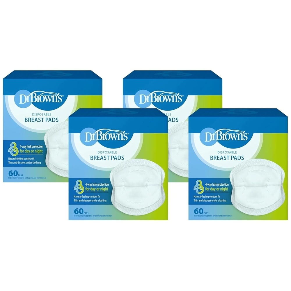 image:imageDr Browns Disposable Breast Pads for Leakproof Protection Absorbent and Discreet Nursing Pads with Adhesive Strips for Day or Night 240 Count Pack of 4