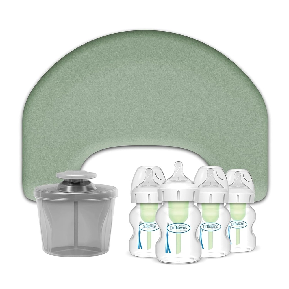 image:imageDr Browns Feeding Support Pillow with Cover Storm Green amp Baby Formula Dispenser Gray amp Natural Flow AntiColic Options WideNeck Baby Bottles 5 oz150 mL 4 Pack 0m