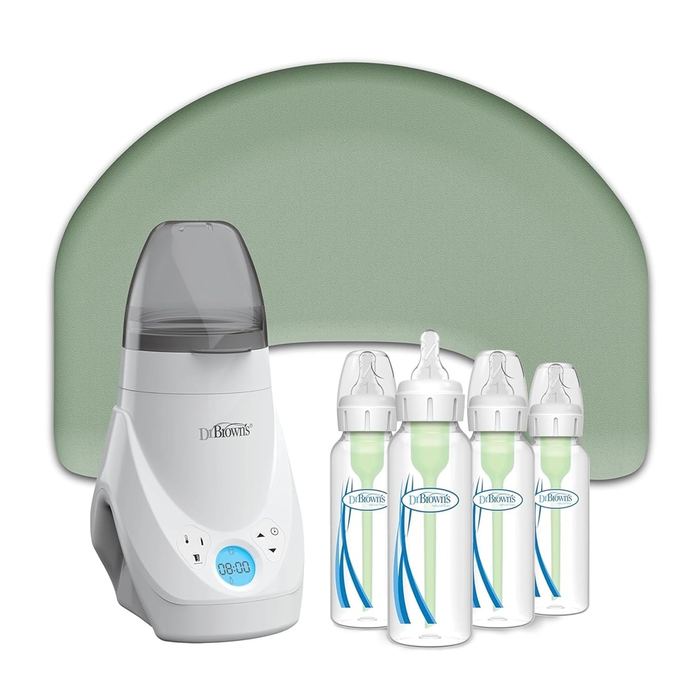 image:imageDr Browns Feeding Support Pillow with Cover Storm Green amp Deluxe Baby Bottle Warmer amp Natural Flow AntiColic Options Narrow Baby Bottle 4 oz120 mL 0m 4 Pack