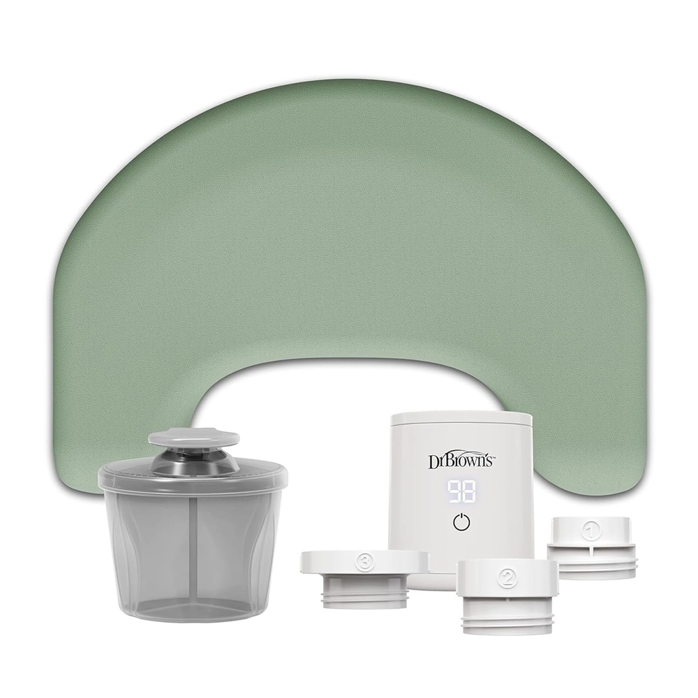 image:imageDr Browns Feeding Support Pillow with Cover Storm Green amp Travel Baby Bottle Warmer amp Baby Formula Dispenser Gray