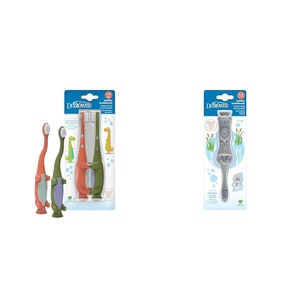 image:imageDr Browns Baby and Toddler Toothbrush Green and Orange Dinosaur 2Pack and Otter 1Pack 14 Years