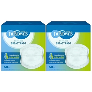 image:imageDr Browns Disposable Breast Pads for Leakproof Protection Absorbent and Discreet Nursing Pads with Adhesive Strips for Day or Night 120 Count Pack of 2120 Count