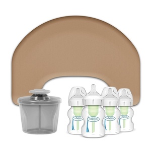 image:imageDr Browns Feeding Support Pillow with Cover Gentle Biege amp Baby Formula Dispenser Gray amp Natural Flow AntiColic Options WideNeck Baby Bottles 5 oz150 mL 4 Pack 0m