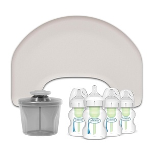 image:imageDr Browns Feeding Support Pillow with Cover Light Gray amp Baby Formula Dispenser Gray amp Natural Flow AntiColic Options WideNeck Baby Bottles 5 oz150 mL 4 Pack 0m