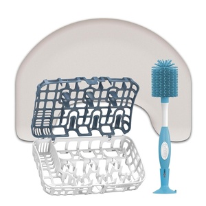 image:imageDr Browns Feeding Support Pillow with Cover Light Gray amp Soft Touch Baby Bottle Cleaning Brush Blue 1Pack amp Dishwasher Basket for Small Baby Bottle Parts Blue