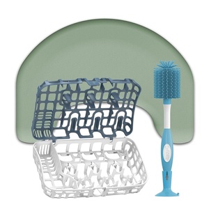 image:imageDr Browns Feeding Support Pillow with Cover Storm Green amp Soft Touch Baby Bottle Cleaning Brush Blue 1Pack amp Dishwasher Basket for Small Baby Bottle Parts Blue