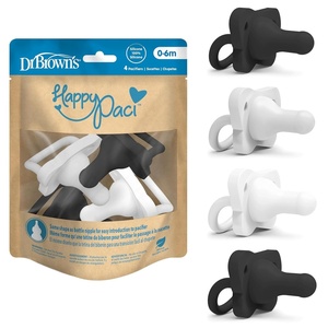 image:imageDr Browns HappyPaci 100 Silicone Baby Pacifier Contoured OnePiece Design Gray Green Ecru 06m BPAFree 4Pack4Pack  GrayBlackWhite