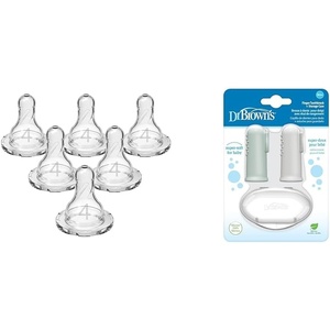 image:imageDr Browns Level 4 Fast Flow Silicone Baby Bottle Nipples Finger Toothbrushes for Baby with Cases 6Pack and 2Pack