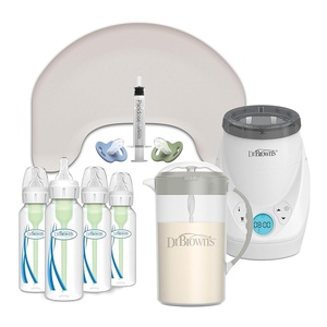 image:imageDr Browns Newborn Registry Hero Bundle Light Gray Nursing Pillow  Pacidose Medicine Dispenser  Formula Mixing Pitcher  MilkSPA amp Bottle Warmer  4Pack AntiColic Bottle 8 oz L1  5Piece Set