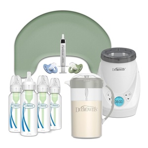 image:imageDr Browns Newborn Registry Hero Bundle Storm Green Nursing Pillow  Pacidose Medicine Dispenser  Formula Mixing Pitcher  MilkSPA amp Bottle Warmer  4Pack AntiColic Bottle8 oz L1  5Piece Set
