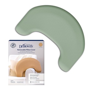 image:imageDr Browns Nursing Pillow with Washable Cover Breastfeeding Lap Support Pillow Premium Memory Foam Firm and Responsive Storm Green  Beige Cover