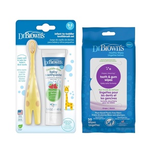 image:imageVIRTUAL BUNDLE Dr Browns Infant Oral Care Bundle Toothbrush Toothpaste and ToothGum Wipes for Baby