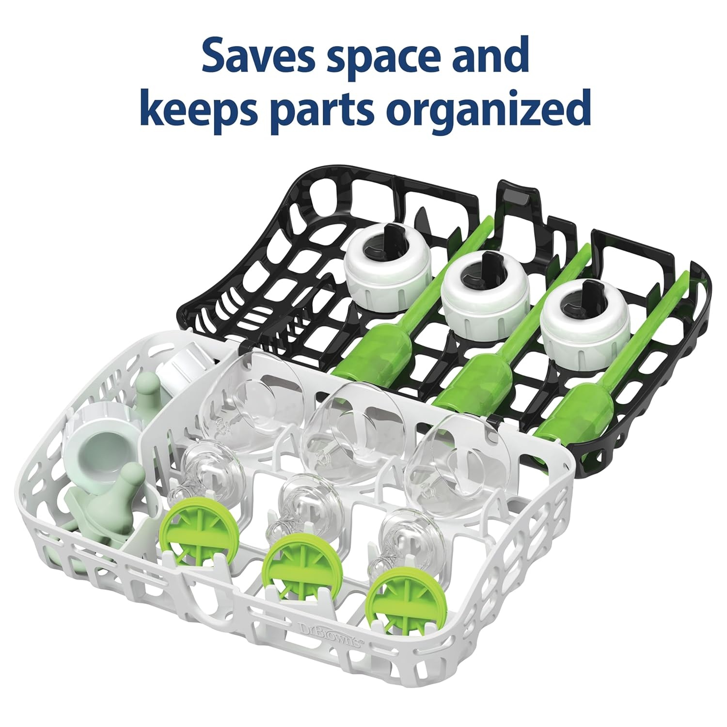 image:imageDr Browns Dishwasher Basket for Small Baby Bottle Parts Pacifiers and Accessories Clean Store and Organize Newborn Essentials BPA FreeBlack