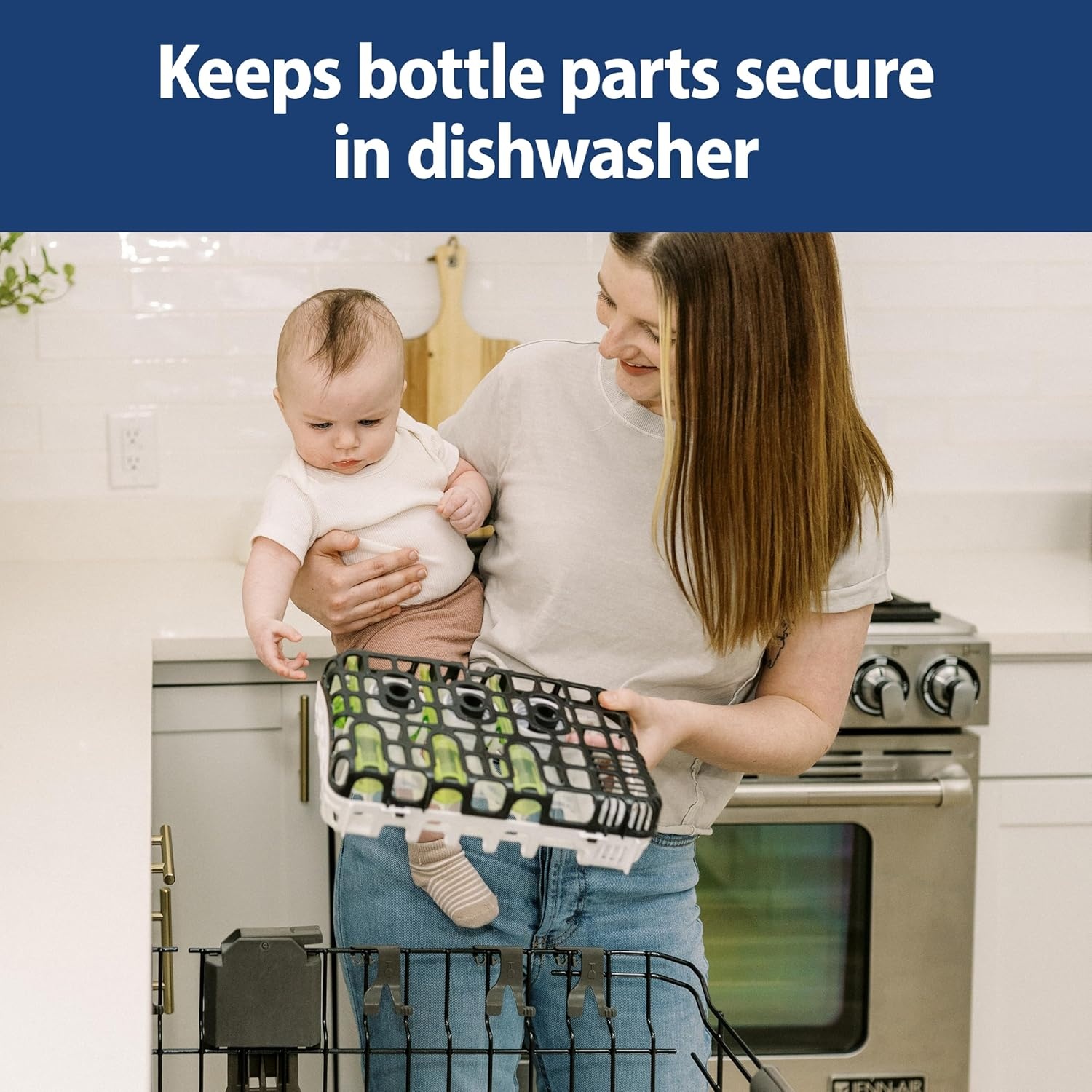 image:imageDr Browns Dishwasher Basket for Small Baby Bottle Parts Pacifiers and Accessories Clean Store and Organize Newborn Essentials BPA FreeBlack