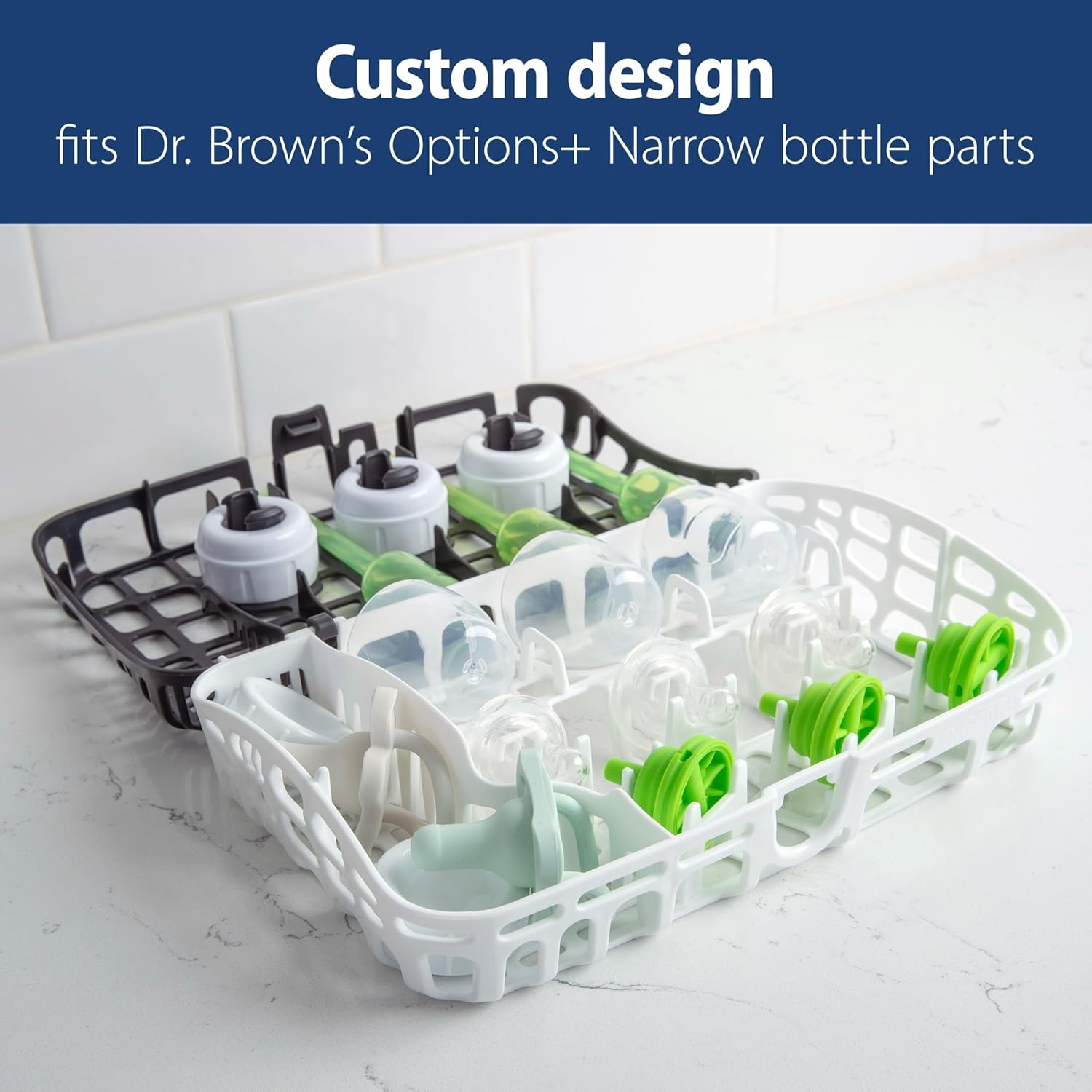 image:imageDr Browns Dishwasher Basket for Small Baby Bottle Parts Pacifiers and Accessories Clean Store and Organize Newborn Essentials BPA FreeBlack