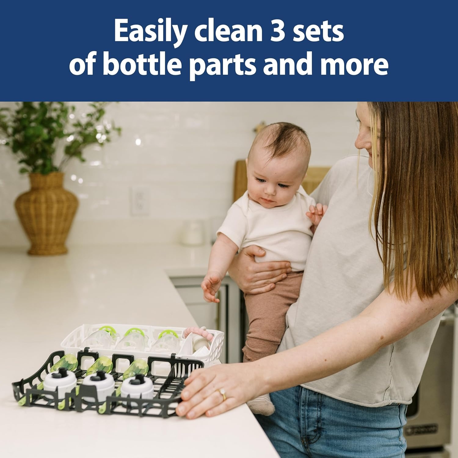 image:imageDr Browns Dishwasher Basket for Small Baby Bottle Parts Pacifiers and Accessories Clean Store and Organize Newborn Essentials BPA FreeBlack