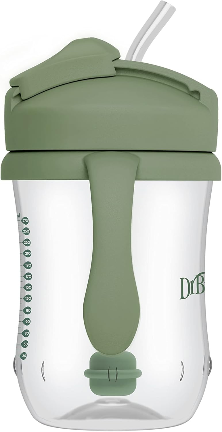 image:imageDr Browns Milestones Babys First Straw Cup Training Cup with Weighted Straw 9 oz270 mL BPAfree 6m CoralOlive Green 2Pack