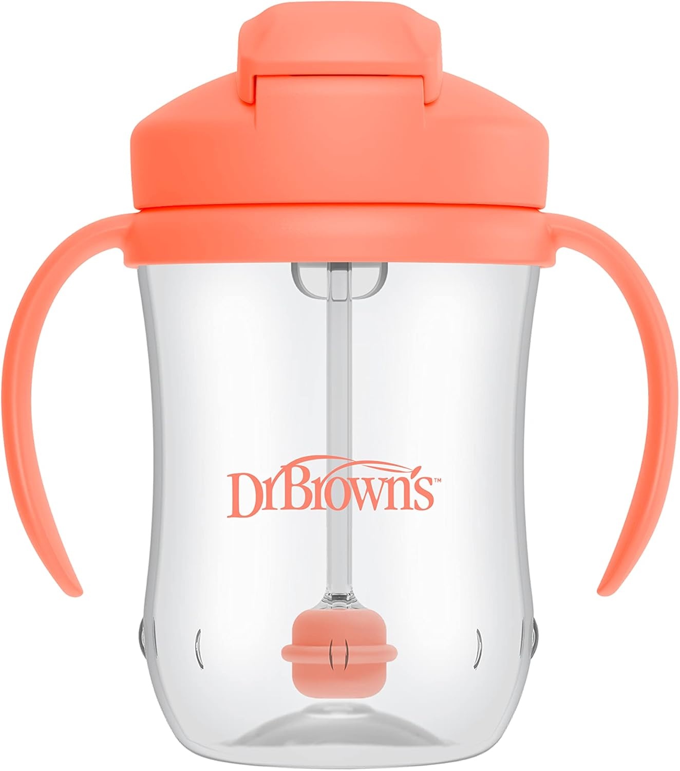 image:imageDr Browns Milestones Babys First Straw Cup Training Cup with Weighted Straw 9 oz270 mL BPAfree 6m CoralOlive Green 2Pack