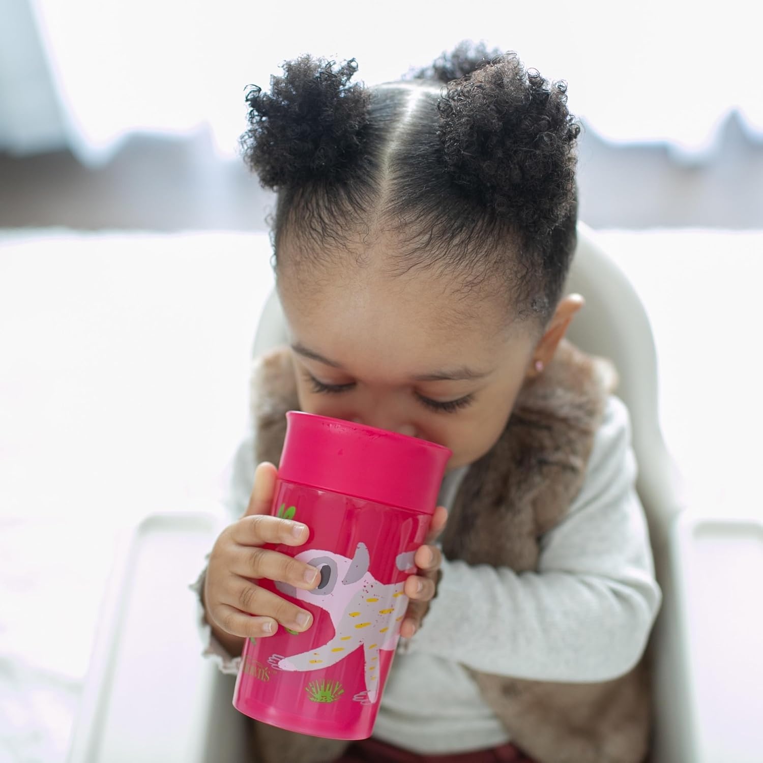 image:imageDr Browns Milestones Cheers 360 Cup Spoutless Transition Travel Friendly amp LeakFree Sippy Cup Pink Leopard Red Lemur 10 oz300 mL 2 count Pack of 610 Ounces Pack of 6