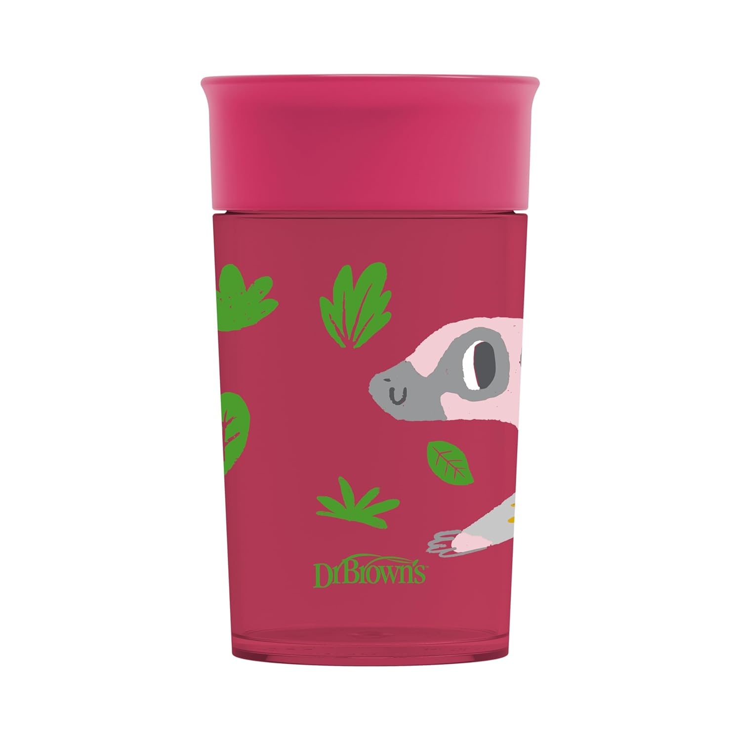image:imageDr Browns Milestones Cheers 360 Cup Spoutless Transition Travel Friendly amp LeakFree Sippy Cup Pink Leopard Red Lemur 10 oz300 mL 2 count Pack of 610 Ounces Pack of 6