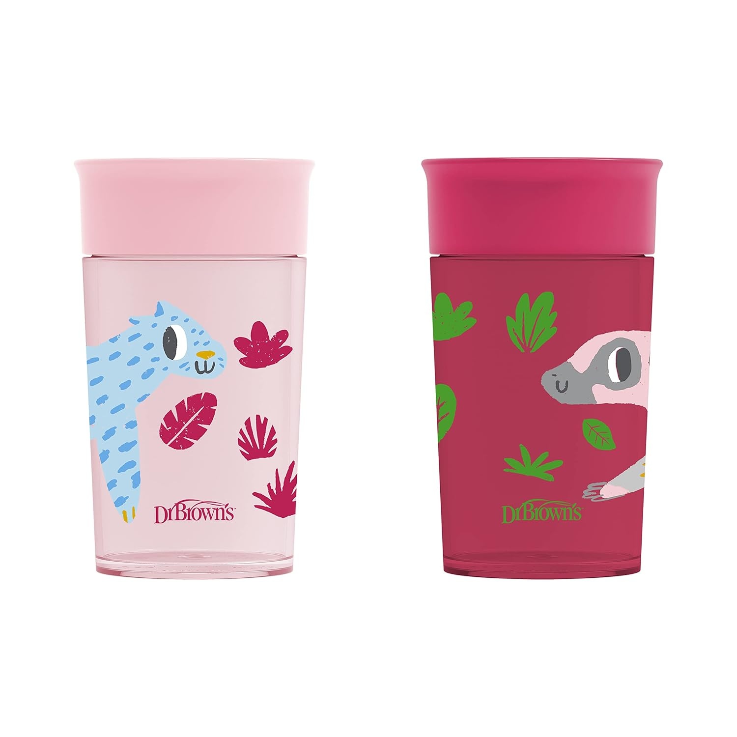image:imageDr Browns Milestones Cheers 360 Cup Spoutless Transition Travel Friendly amp LeakFree Sippy Cup Pink Leopard Red Lemur 10 oz300 mL 2 count Pack of 610 Ounces Pack of 6