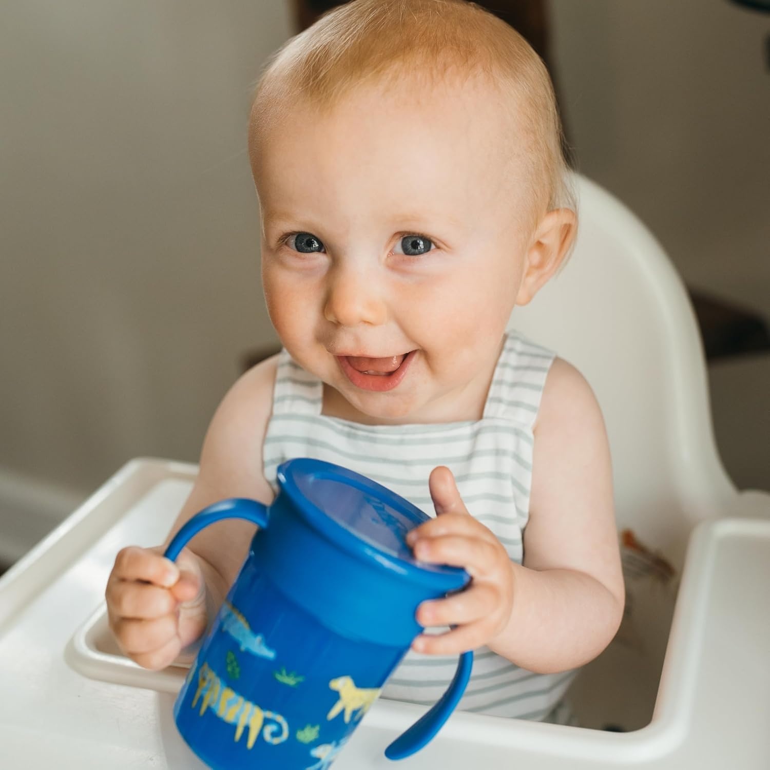 image:imageDr Browns Milestones Cheers 360 Spoutless Transition Cup Travel Friendly and LeakFree Sippy BlueGreen Animals 10 oz300 mL BPAFree 9m 2PackBlue Animals 7 oz