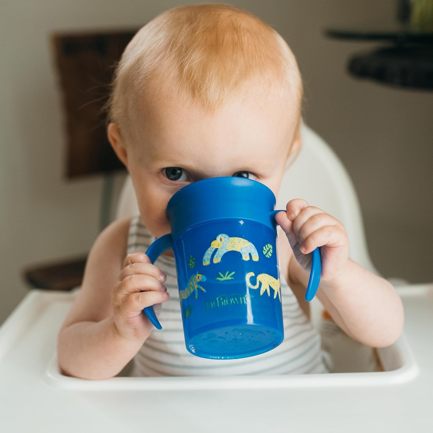 image:imageDr Browns Milestones Cheers 360 Spoutless Transition Cup Travel Friendly and LeakFree Sippy BlueGreen Animals 10 oz300 mL BPAFree 9m 2PackBlue Animals 7 oz